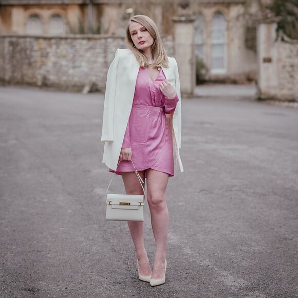 ABERCROMBIE & FITCH Long Sleeve Satin Drapey Shirt Dress Pink {J28} - Picture 1 of 4